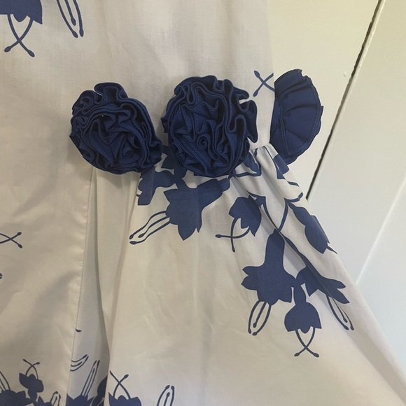 Vintage Mamo Howell Hawaiian Blue and White Floral Maxi Dress size 10 - Picture 4 of 10